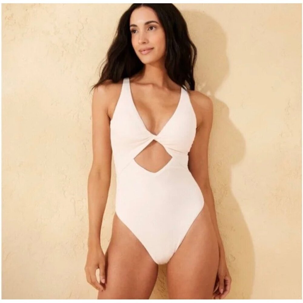Shade & Shore Women's Twist Cut Out Cheeky One Piece Size L NWT